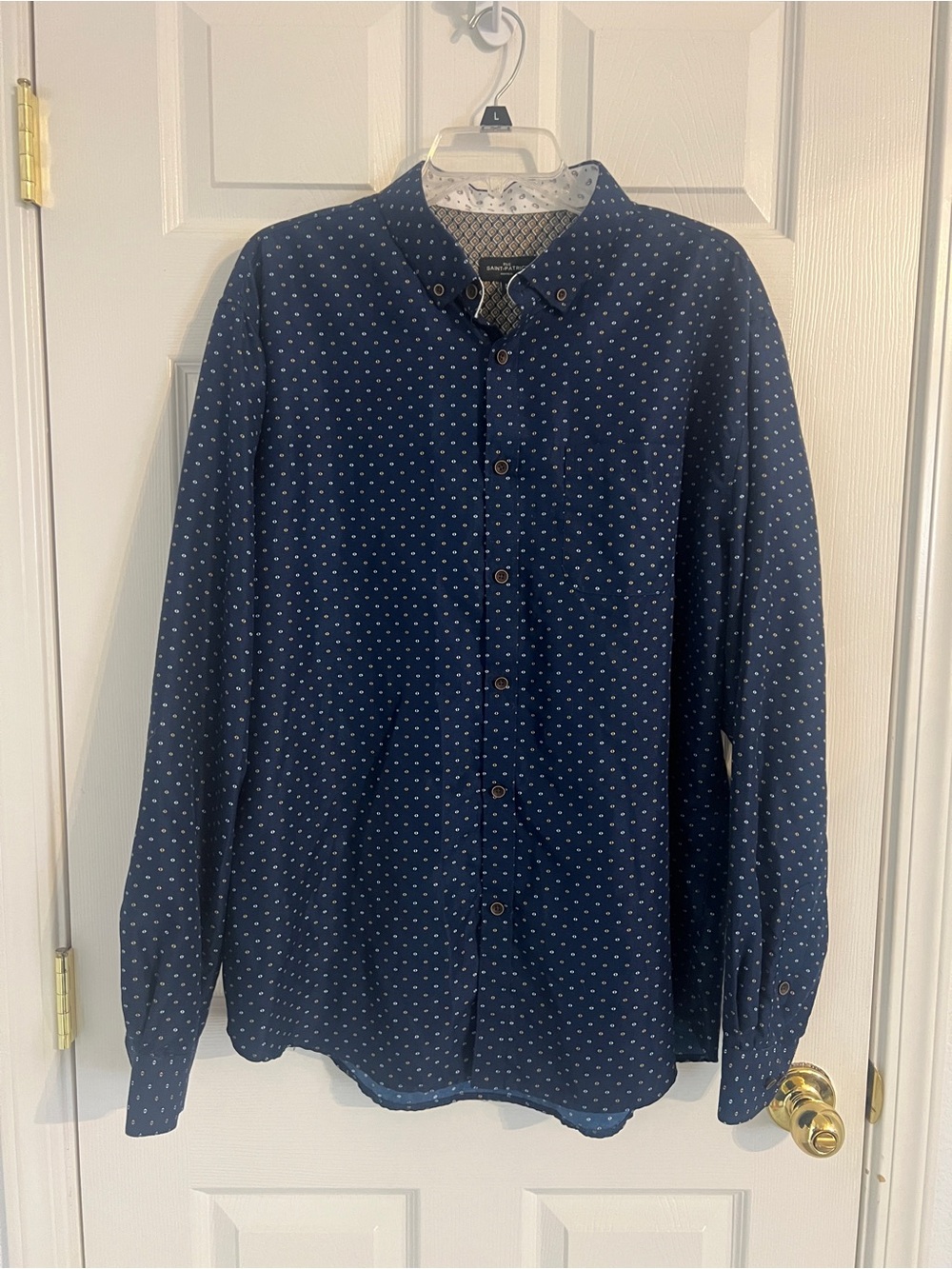 Rue Saint-Patrick XXL Navy Micro Dot Button Down Casual Shirt Men’s